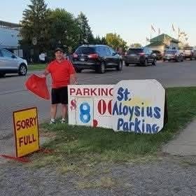 St. Aloysius parking sign near the Illinois State Fair